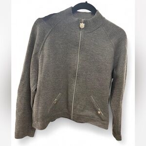 Salvatore Ferragamo Grey Lana Wool Zip Up Sweater jacket size XL